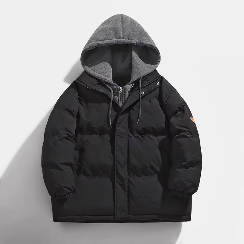 Men's Padded Winter Puffer Jacket with Two-Layer Hood and Elastic Cuffs Mune Fashion