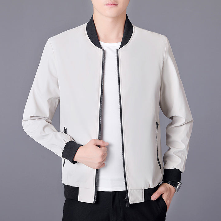 Men's Lightweight Casual Bomber Jacket made of Microfiber with Two-Way Zipper and Ribbed Cuffs Mune Fashion