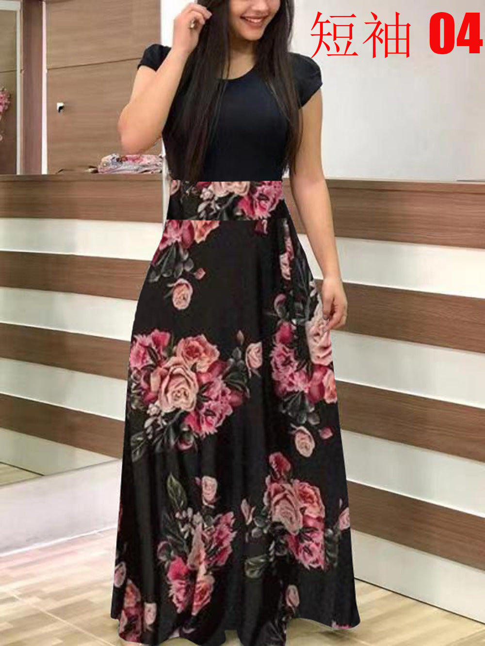 Women's Flowing Maxi Skirt with High Waist and Large Floral Print Mune Fashion