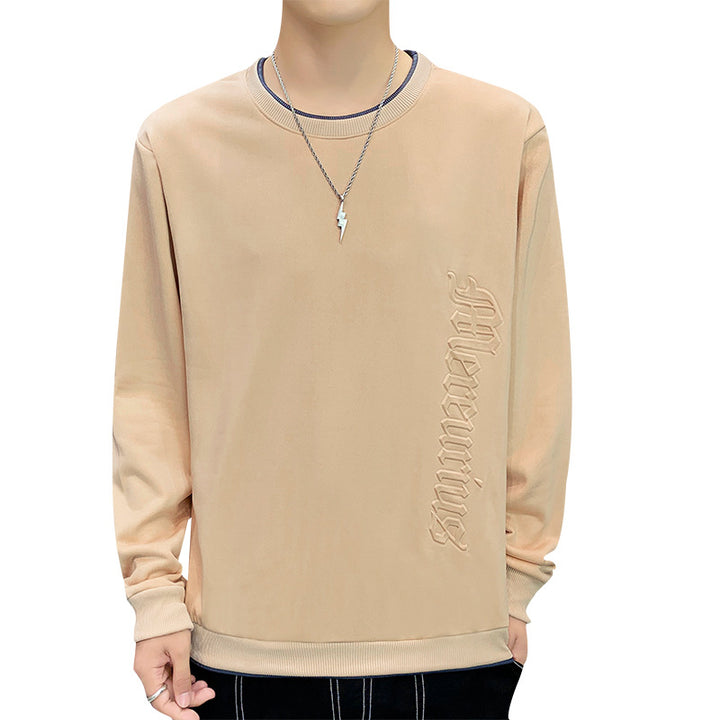 Men's casual sweatshirt with side 3D embossing, round neck and ribbed cuffs Mune Fashion