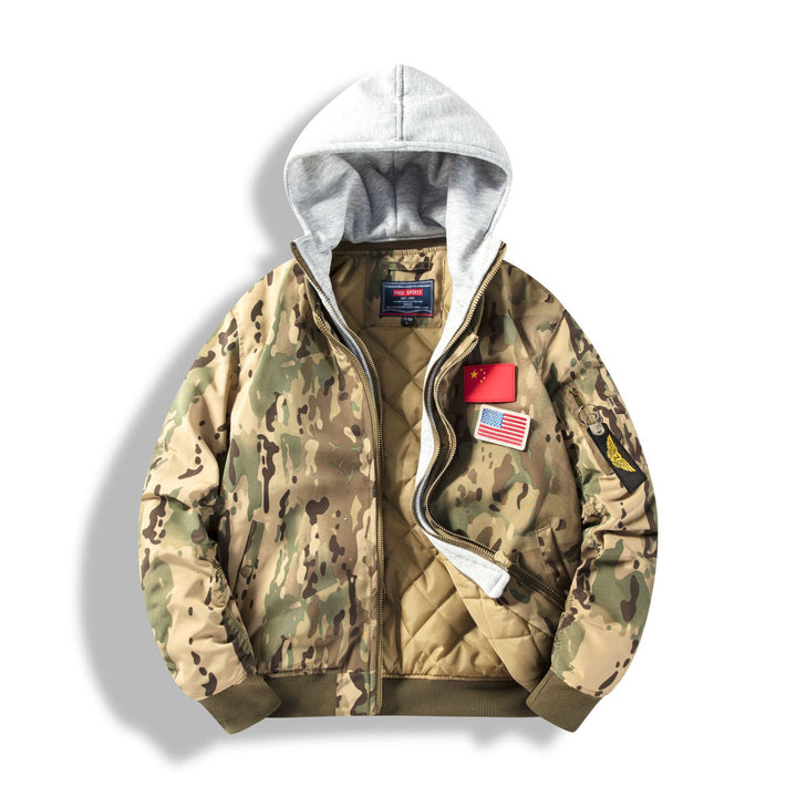 Men's bomber jacket with removable hood inner lining and quilted thermal insulation Mune Fashion