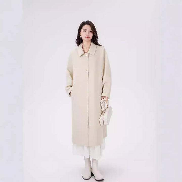 Women's Short Wool Blend Boxy Coat with Decorative Heart Buttons Mune Fashion