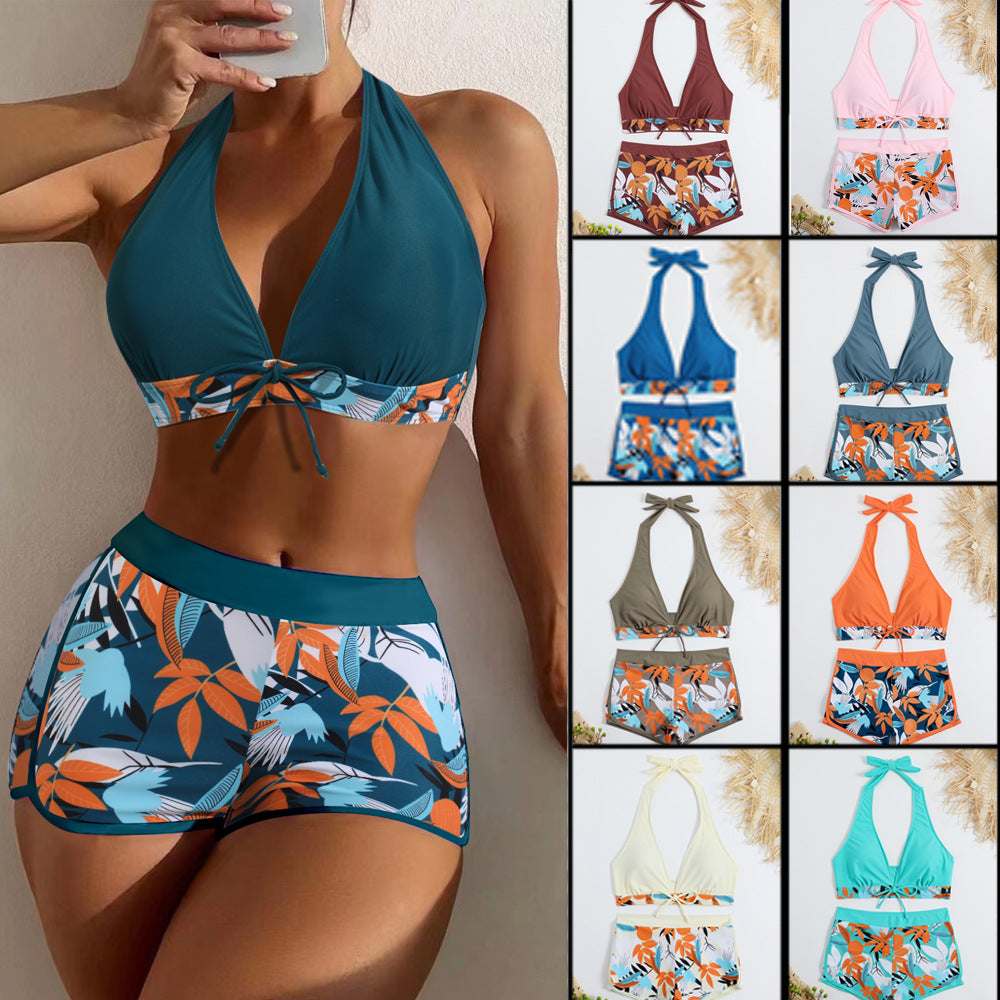 Women's sporty bikini set with adjustable halter top and shorts Mune Fashion