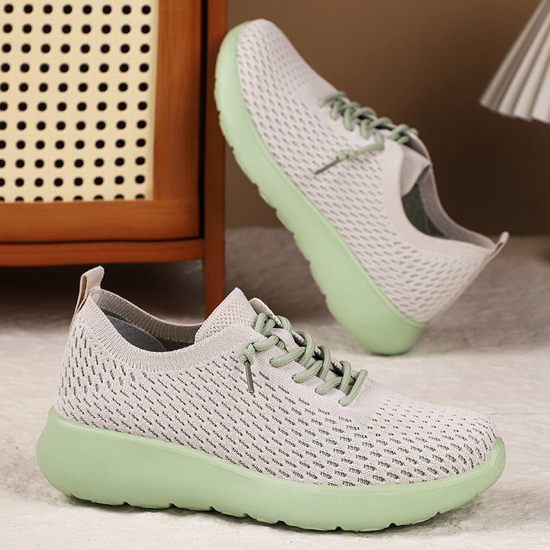 Women's breathable knitted casual sneakers with elastic slip collar and shock-absorbing EVA comfort sole Mune Fashion