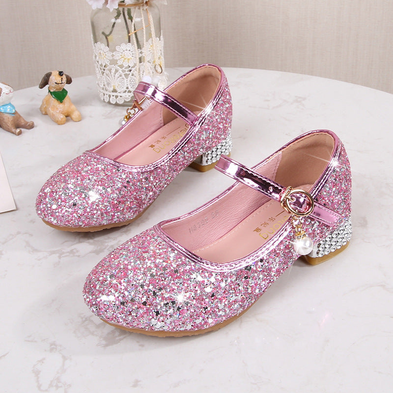 Girls Glittering Mary Jane Ballerinas with Decorative Bow and Pearl Decoration Mune Fashion