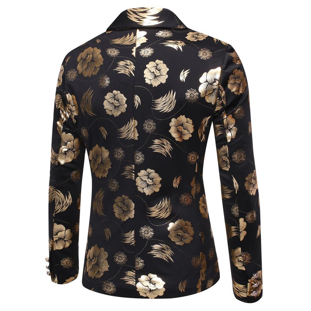 Men's Tailored Satin Blazer with Floral Jacquard and Shawl Collar Mune Fashion