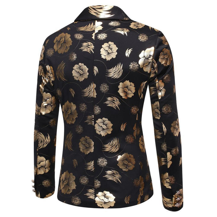 Men's Tailored Satin Blazer with Floral Jacquard and Shawl Collar Mune Fashion