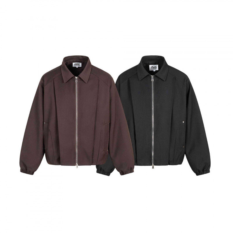 Unisex Boxy transitional blouse with shirt collar, two-way metal zipper and elastic cuffs Mune Fashion