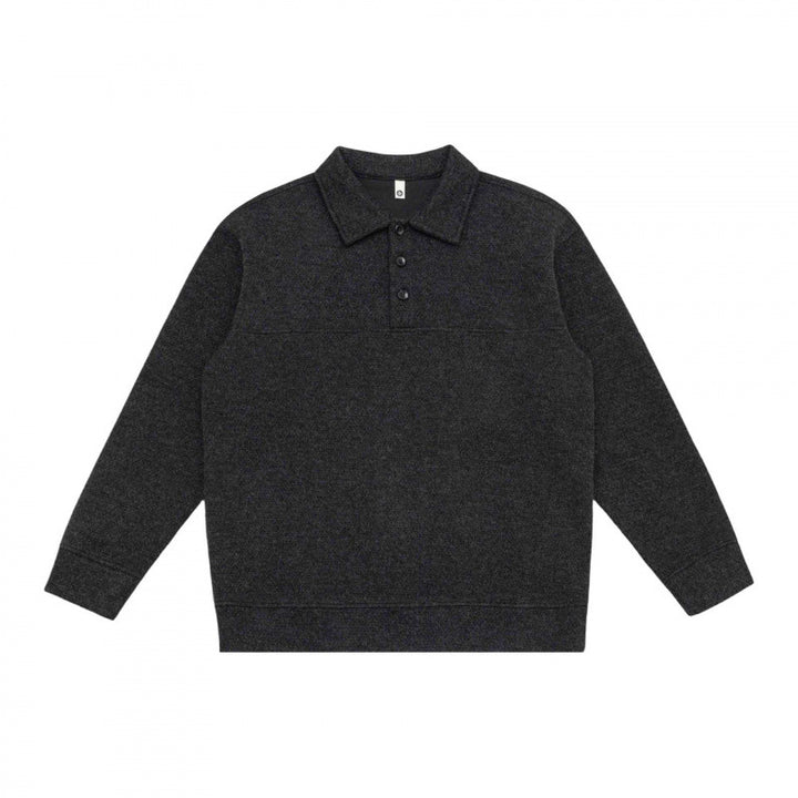 Unisex Oversized Knit Polo with Half Button Placket, Shirt Collar and Ribbed Hem Mune Fashion