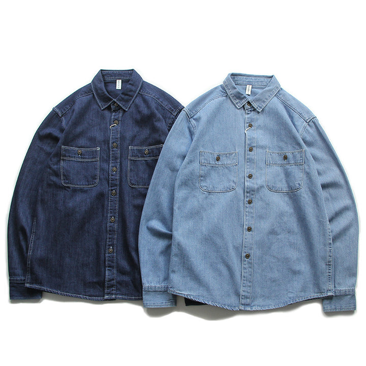 Men's Denim Worker Jacket with Chest Pockets and Relaxed Fit Mune Fashion