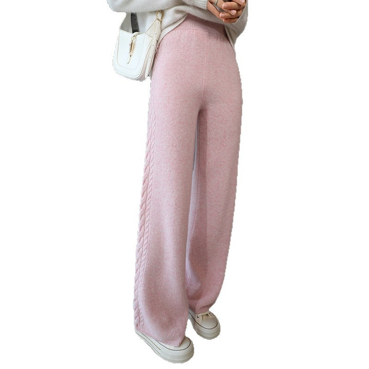 Women's Elegant Knitted Pants with Cable Pattern Mune Fashion