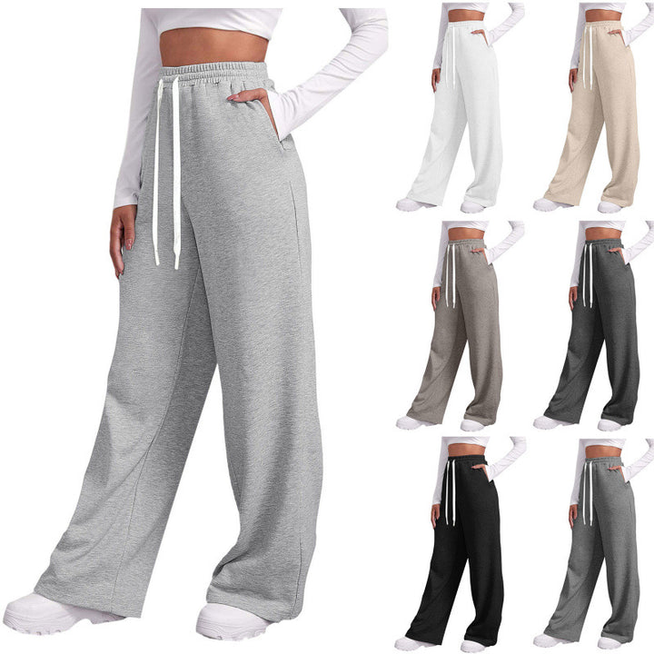 Women's casual lounge pants with straight leg extra long drawstring and deep crotch Mune Fashion