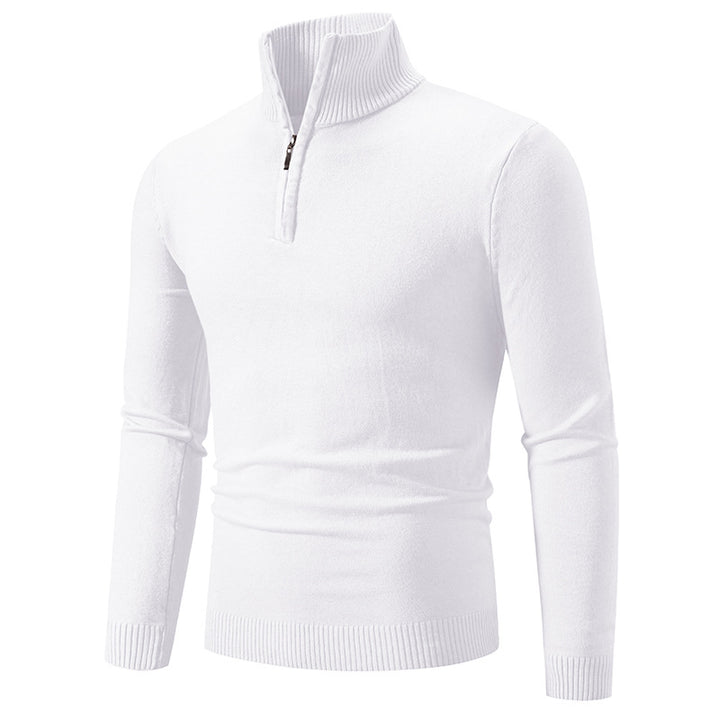 Men's fine knit half-zip pullover with ribbed stand-up collar and slim fit Mune Fashion