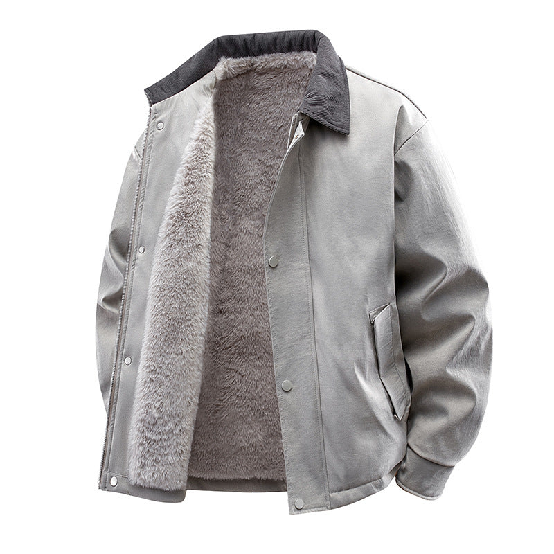 Men's Casual Faux Leather Jacket with Teddy Lining Mune Fashion 1787738670