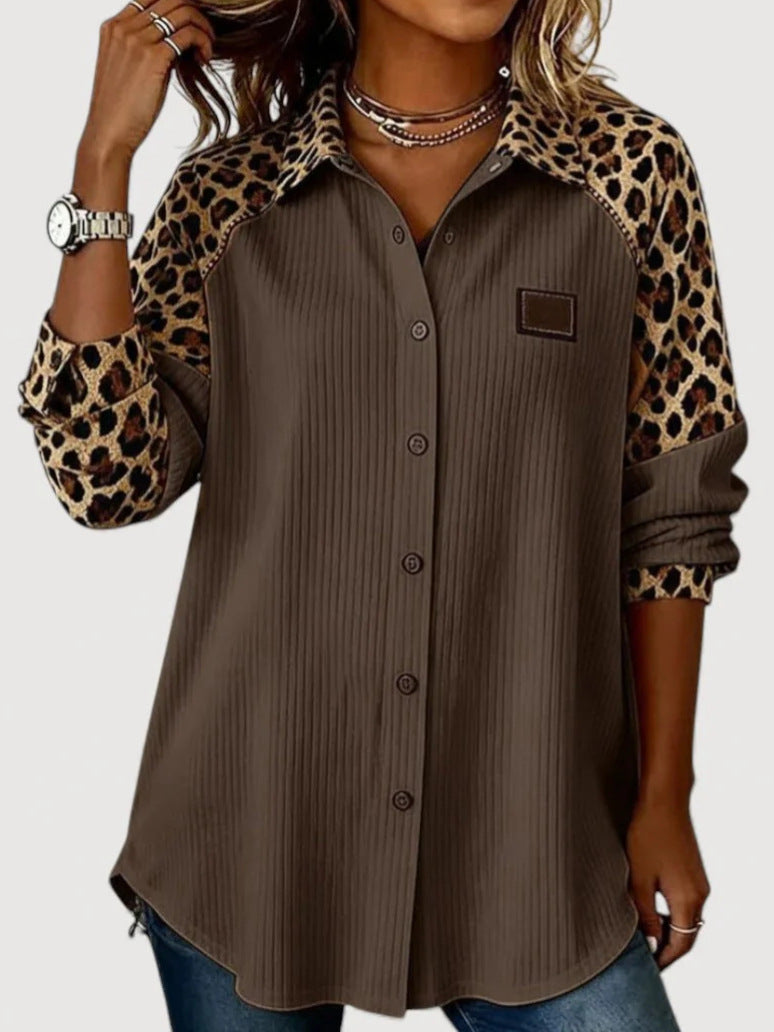 Women’s Fashion Long Sleeve Shirt with Animal Print