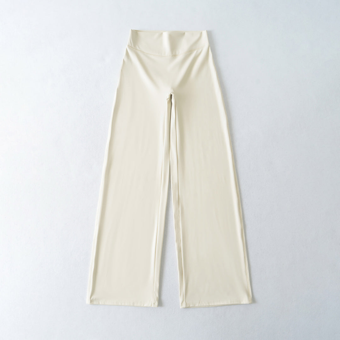 Women's Wide High Waist Lounge Pants made of Stretch Jersey with Flowing Flare Mune Fashion