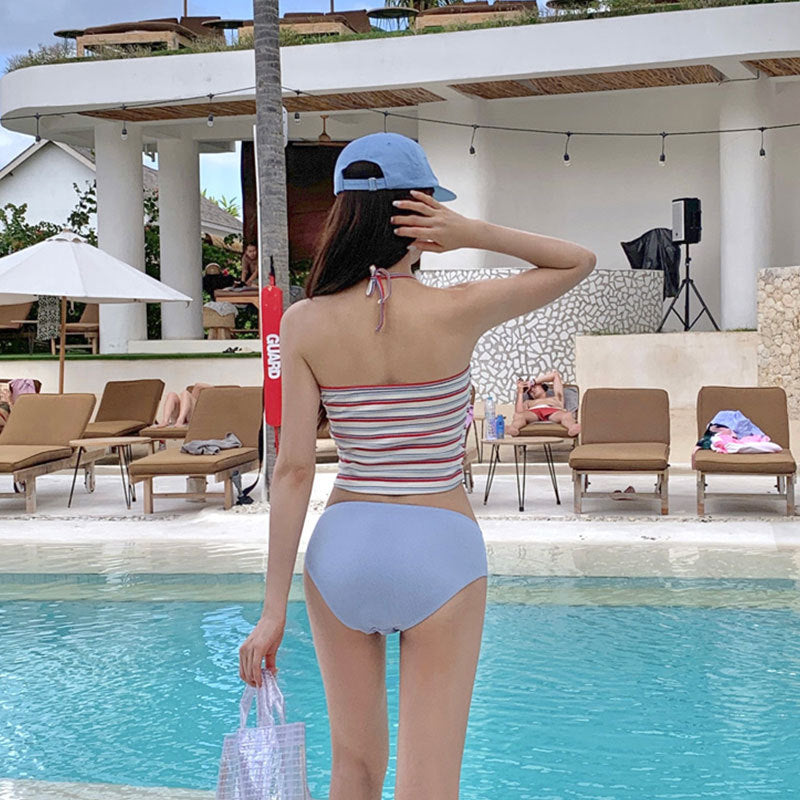 Women's bikini set with short button placket and trendy ribbed texture Mune Fashion