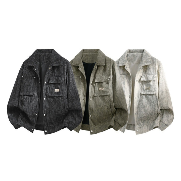 Men's utility overshirt in vintage look with snap button placket, flap pockets & brushed texture Mune Fashion
