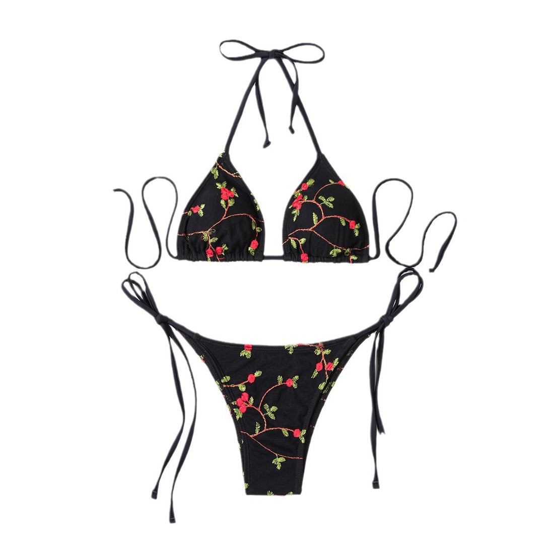 Women's triangle bikini with handcrafted floral embroidery Mune Fashion