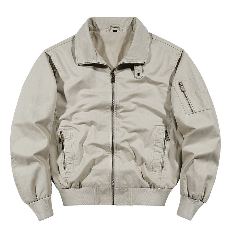 Men's  rugged cotton-blend utility bomber with ribbed trim and zip sleeve pocket Mune Fashion