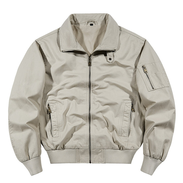 Men's  rugged cotton-blend utility bomber with ribbed trim and zip sleeve pocket Mune Fashion