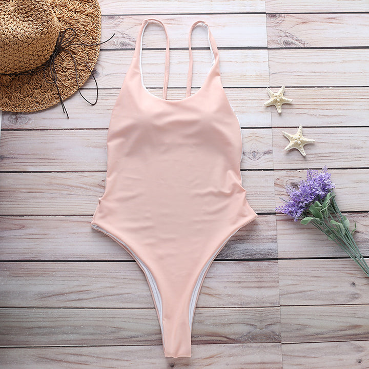 Ladies High-Cut One-Piece Swimsuit Mune Fashion