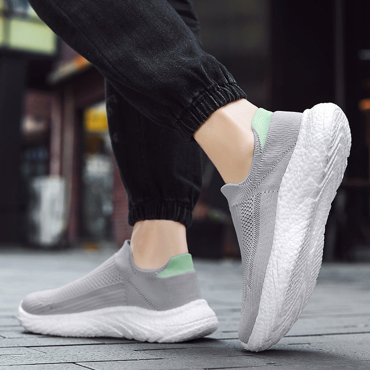 Women's seamless knit entry shoe with sock-like shaft and responsive wave cushioning sole Mune Fashion