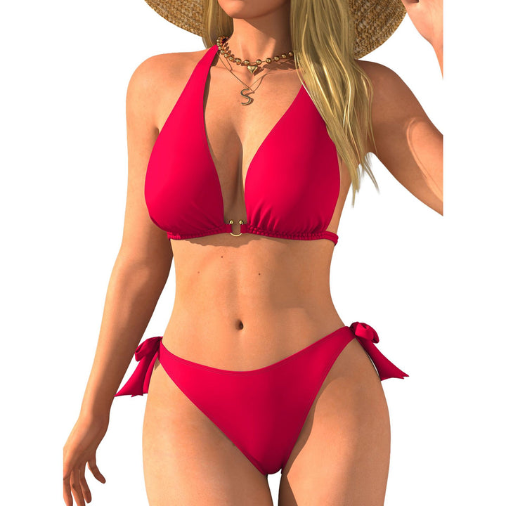 Women's triangle bikini with back strap and sensual V-neck Mune Fashion