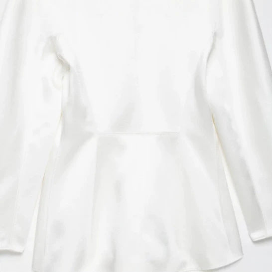 Women's Tailored Blazer Jacket with Asymmetrical Button Placket and Round Neckline Mune Fashion