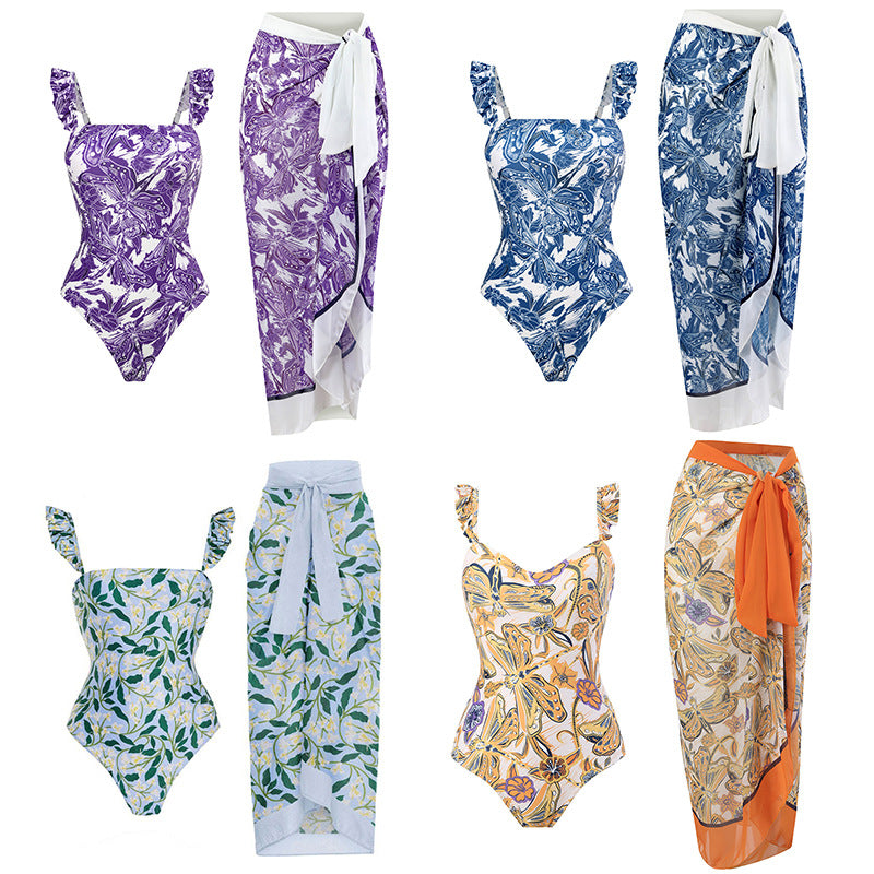 Women’s swimsuit dress with floral pattern and flaring skirt Mune Fashion