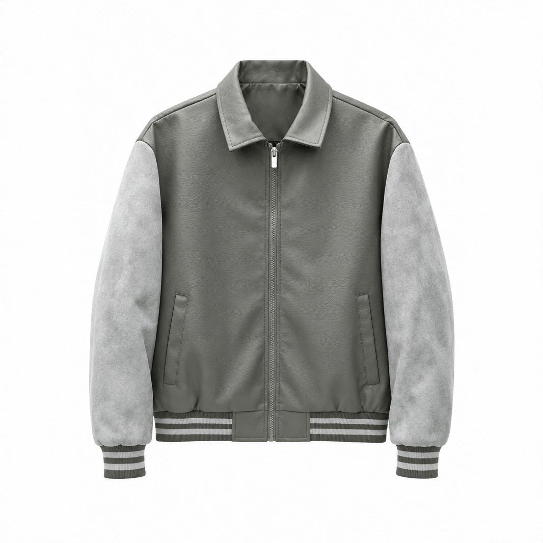 Men's Fashion Faux Leather Bomber Jacket Mune Fashion