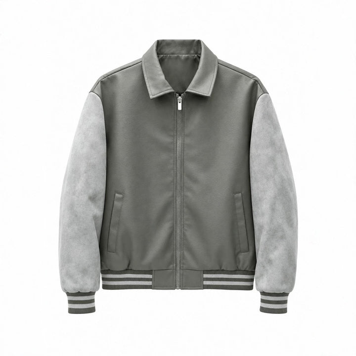 Men's Fashion Faux Leather Bomber Jacket Mune Fashion