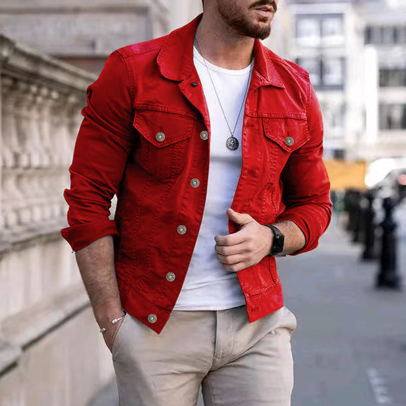Men's tailored denim jacket in trucker style with chest pockets and metal buttons Mune Fashion