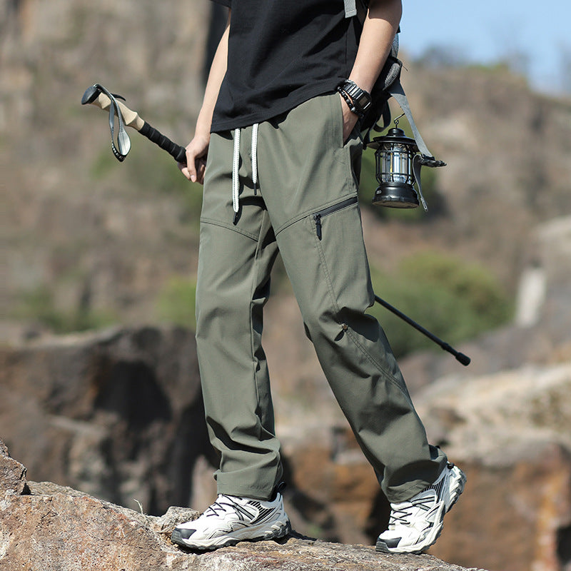 Men's Technical Trekking Pants with Zipper Pockets and Drawstring Waist Mune Fashion