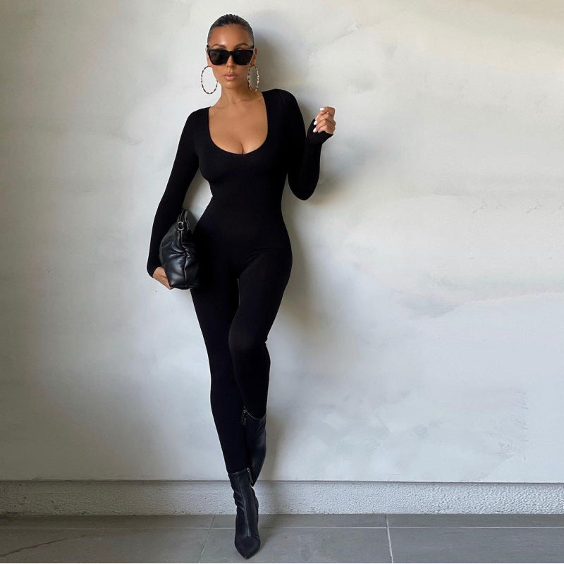 Women's Long Sleeve Bodycon Jumpsuit Mune