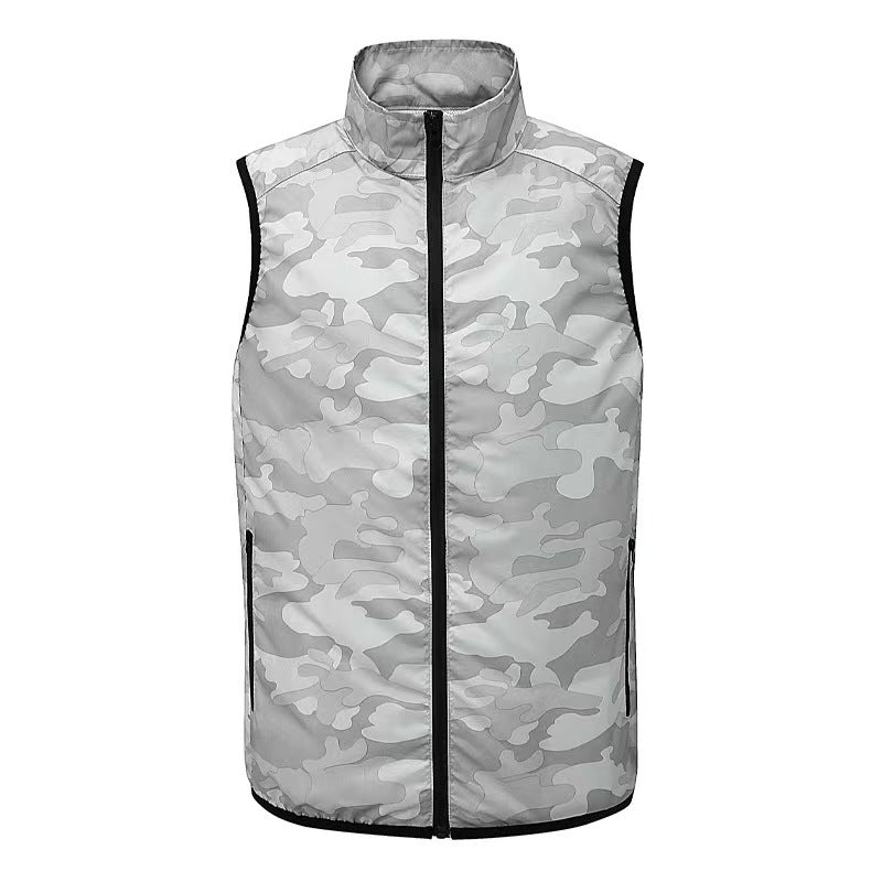 Men's lightweight breathable wind vest with standing collar and zippered pockets Mune Fashion