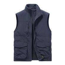Men's Multifuntional Field Utility Vest with Multiple Pockets and Stand-Up Collar Mune Fashion