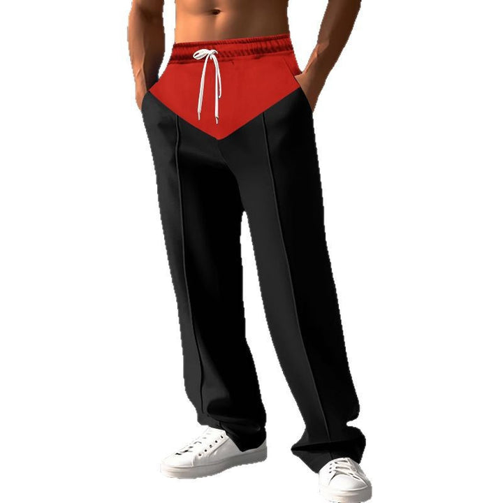 Men's Relaxed-Fit Sweatpants with V-Waist, Drawstring, Side Pockets, and Visible Crease Mune Fashion