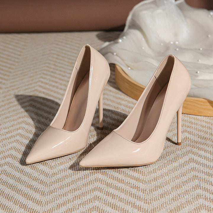 Ladies elegant pointy patent pumps with extra high stiletto heel Mune Fashion