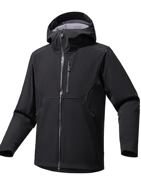 Men's softshell hooded sweatshirt jacket with stretch windbreak, ergonomic cut and chest zipper Mune Fashion