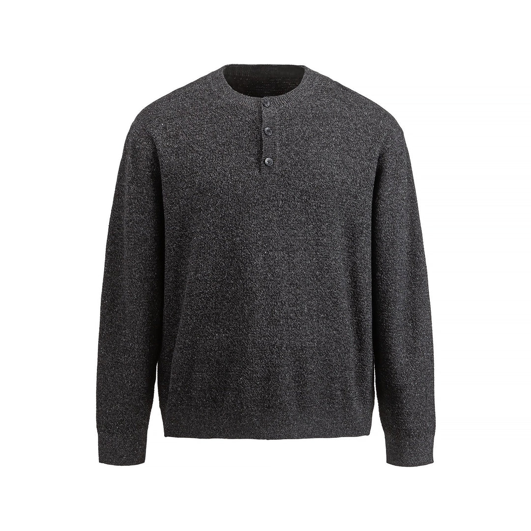 Men's Structured Henley Knit Sweater with Triple Button Placket Mune Fashion