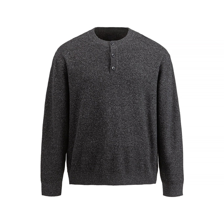 Men's Structured Henley Knit Sweater with Triple Button Placket Mune Fashion