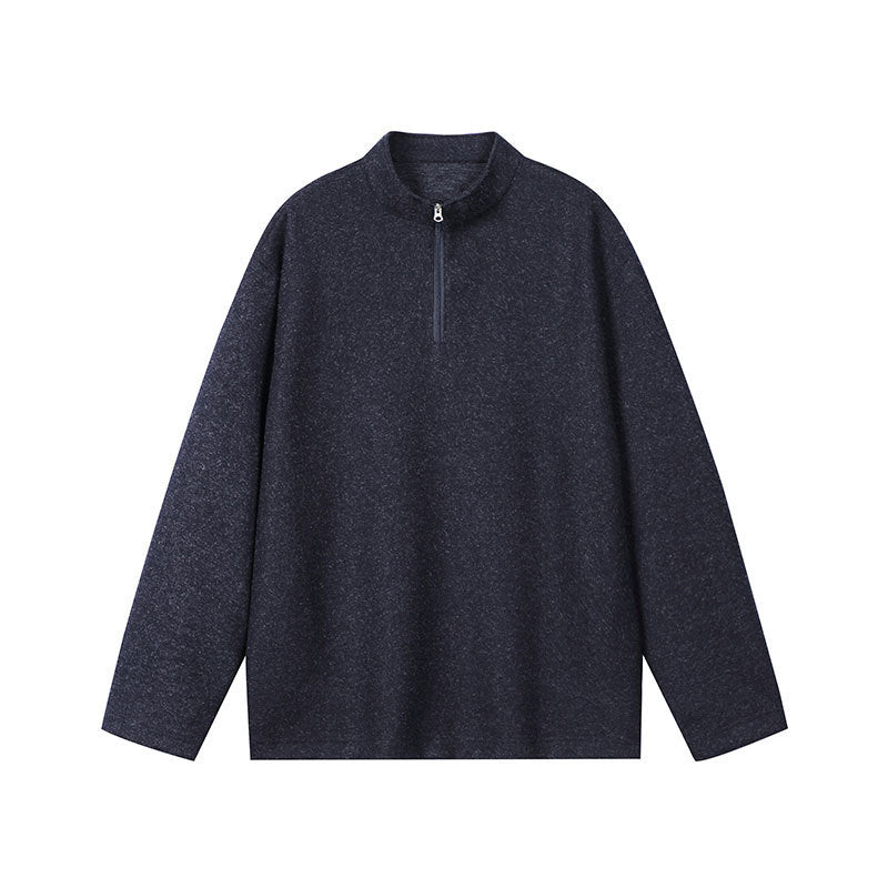 Men's Half-Zip Sweatshirt with Stand Collar and Heathered Texture Mune Fashion