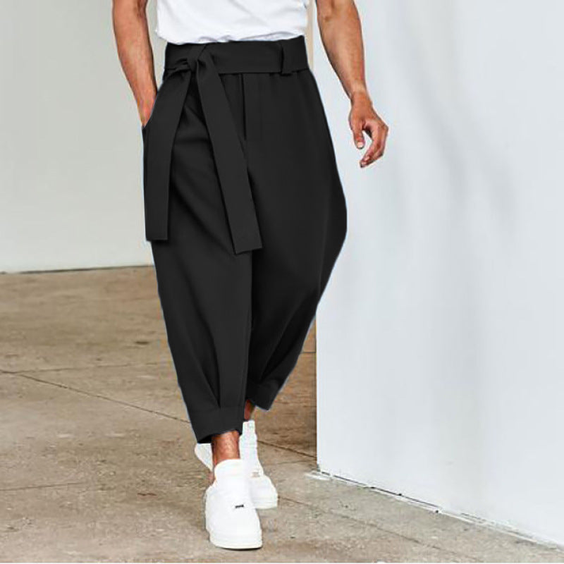Men's elegant leisure pants with adjustable waistband and wide cut Mune Fashion