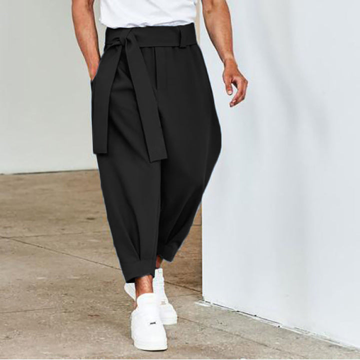 Men's elegant leisure pants with adjustable waistband and wide cut Mune Fashion