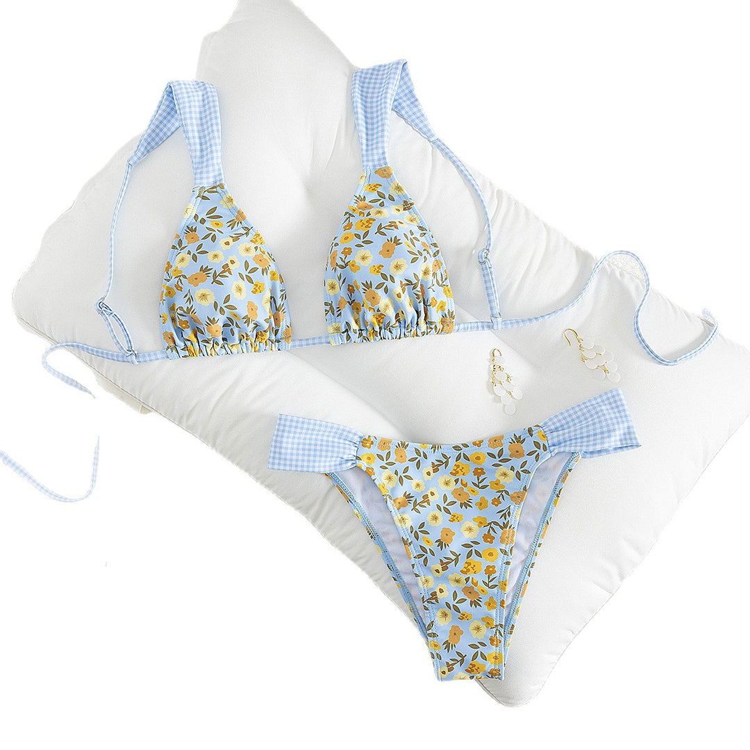 Women's triangle bikini with floral design and adjustable straps Mune Fashion