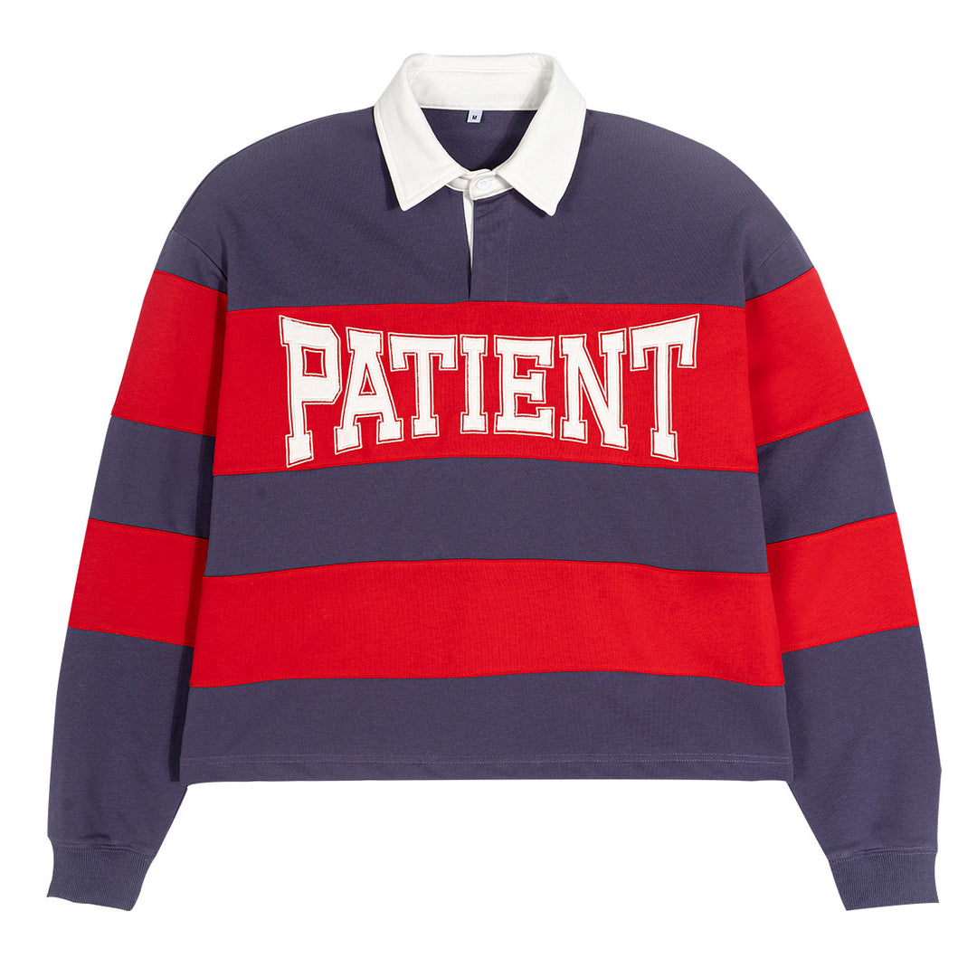 Men Striped Rugby Polo Sweatshirt with Contrast Collar and Oversized Fit Mune Fashion