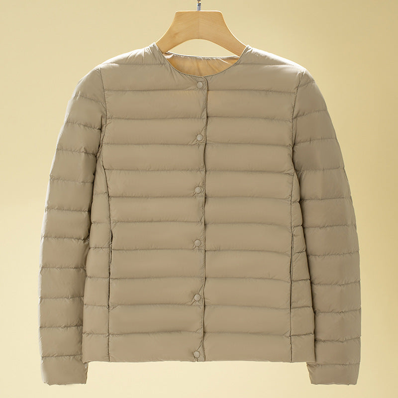 Women Ultra-Lightweight Quilted Jacket without Collar, Packable Thermal Jacket for Travel and Everyday Mune Fashion