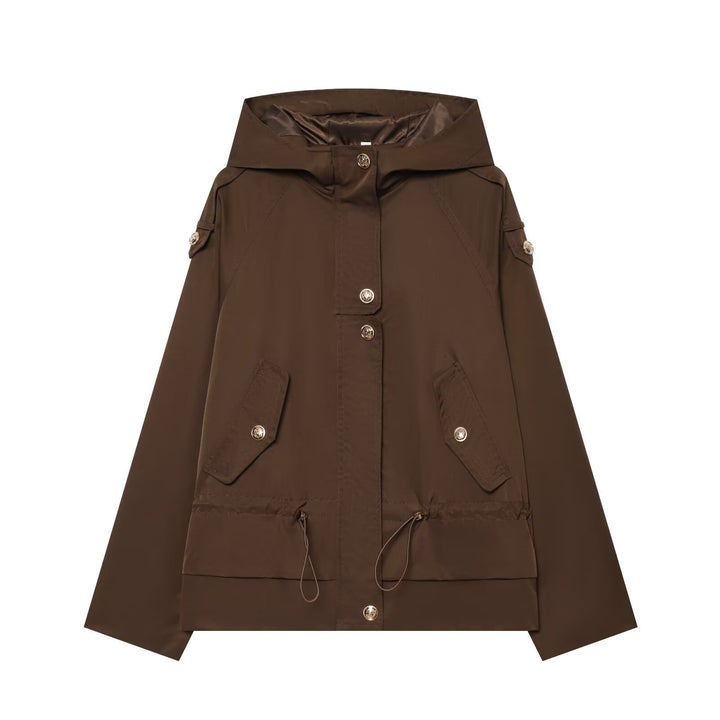 Women's short parka with hood, drawstring waist and flap pockets Mune Fashion