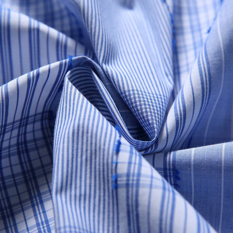[Unisex] Oversize shirt in patchwork stripe mix with breast pocket and rounded hem Mune Fashion